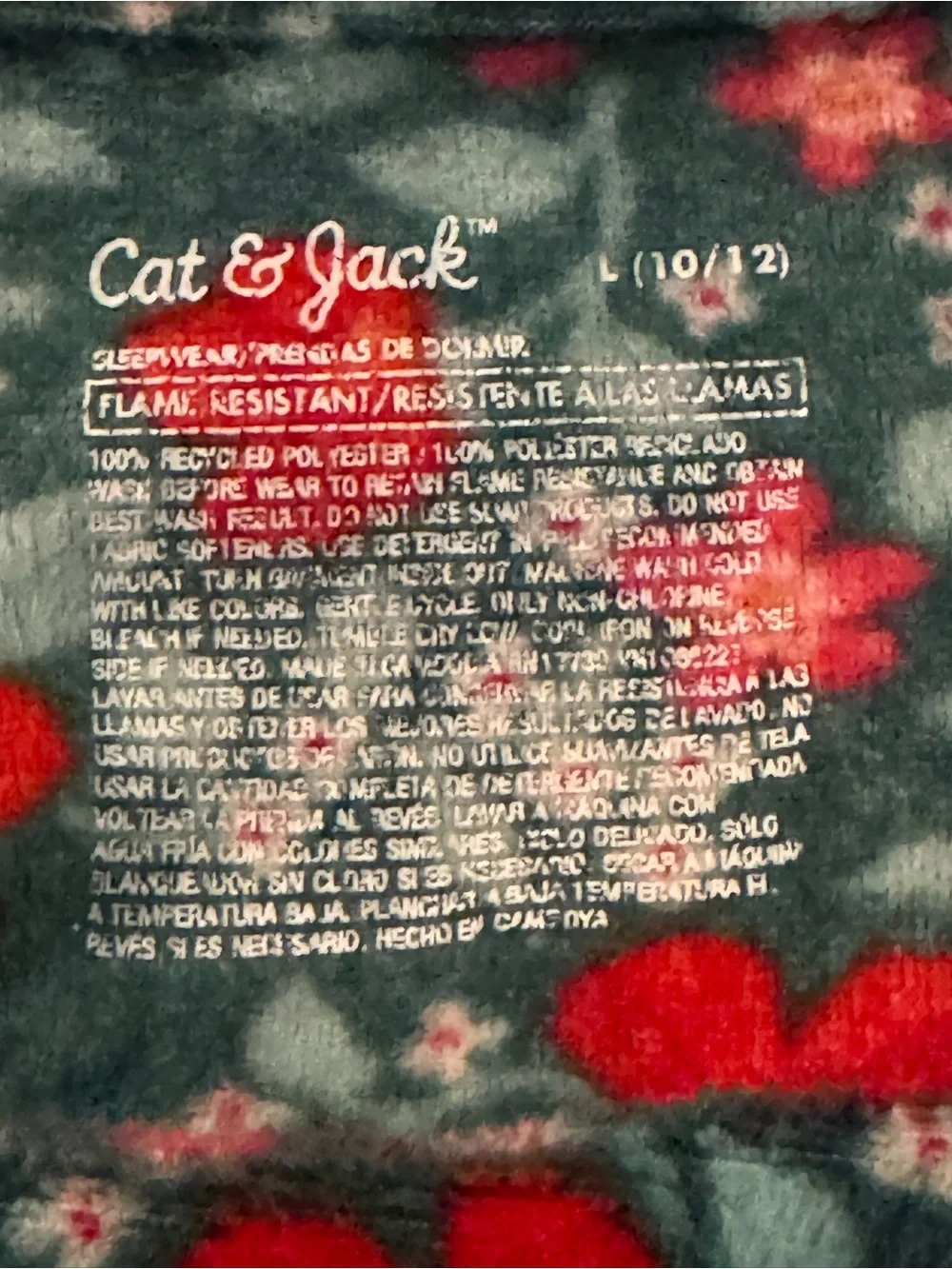 Cat & Jack Girls Christmas Fleece Nightgown Floral Print Size L 10/12